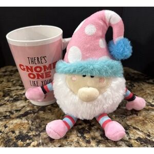 2 Scoops Stuffed Animal Toy Mini Plush Pink Gnome And Mug NEW